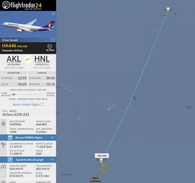 夏威夷航空客机带乘客穿越时空。