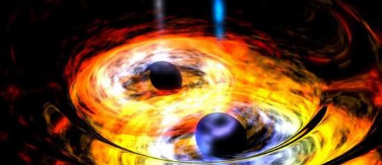 两个超大质量黑洞发生碰撞、合并事件会引发引力波事件，科学家通过脉冲星阵可以间接探测到引力波
