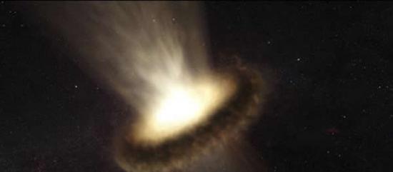 艺术示意图：星系NGC 3783。观测显示这个星系核心的超大质量黑洞正向外喷射强大的星系风