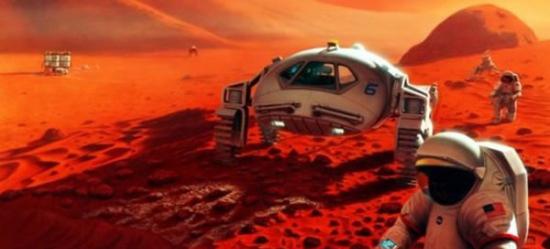 2033年登陆火星的想象图，NASA将在火星上建立基地
