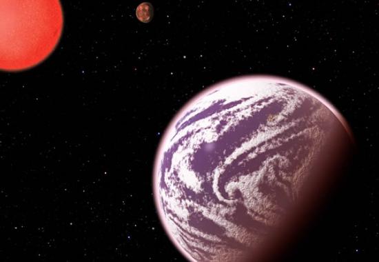 这张艺术家概念图显示了KOI-314c经质量和物理大小测量后表明是最轻的行星。它环绕着一颗昏暗的红矮星运行。