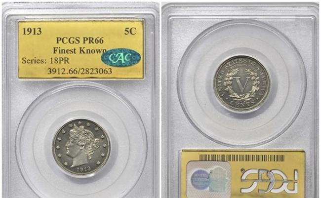 该枚自由女神头像美国5美仙镍币以天价成交。