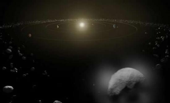 谷神星在介于火星和木星轨道之间的小行星带上