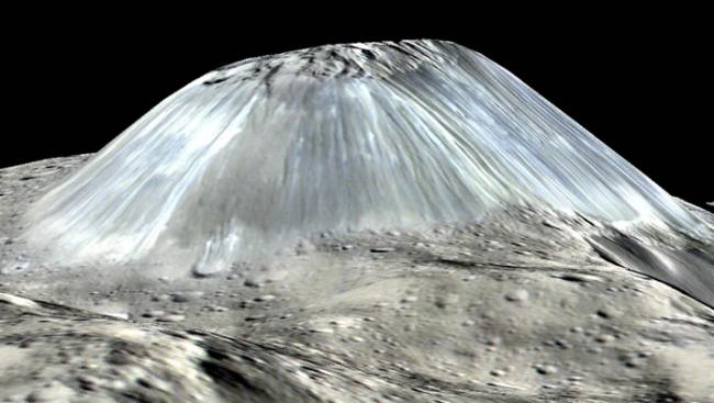 黎明号发现谷神星表面有座休眠火山──阿胡纳山 数亿年前曾经喷冰