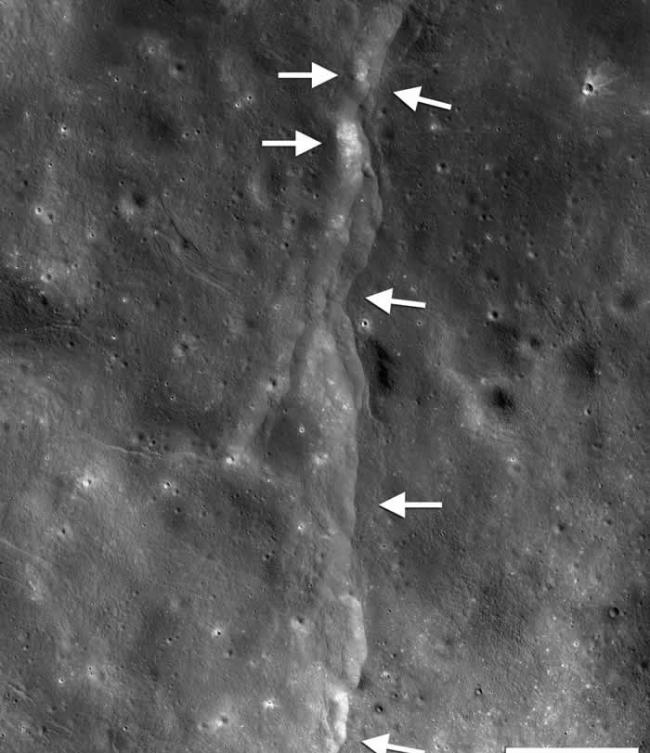 美国宇航局月球勘测轨道器图像显示月球表面正在逐渐萎缩 并发生月震