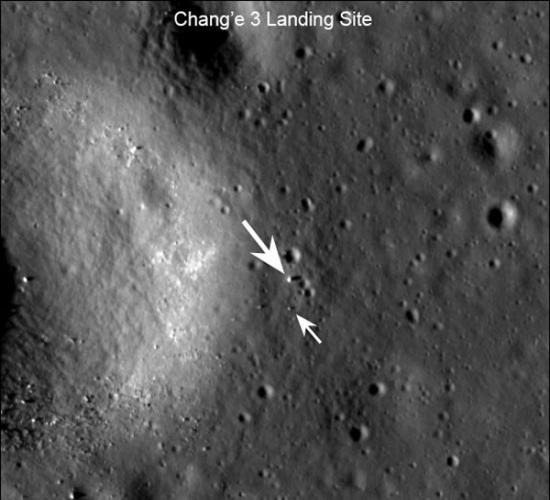 美国在月球轨道上的4颗卫星拍摄到嫦娥三号在月面的活动