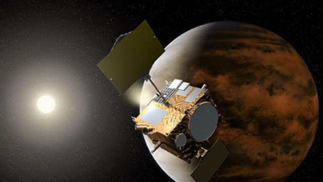 科学家构想破晓号接近金星的画面。