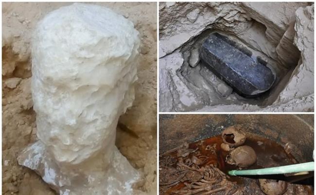 考古学家在巨型石棺内发现数具木乃伊。