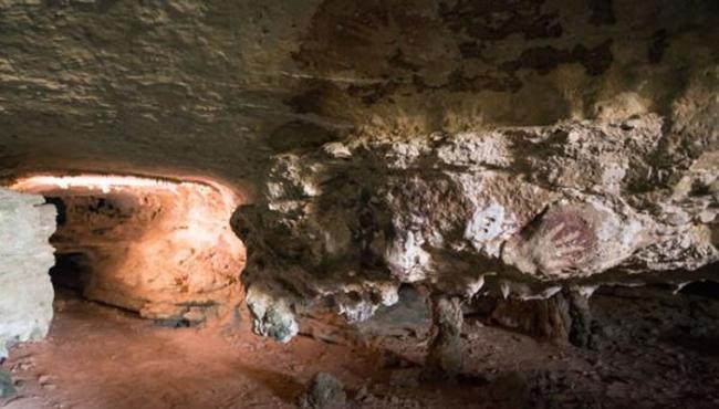 在印度尼西亚苏拉威西岛发现的距今3万年以上的洞穴岩画。