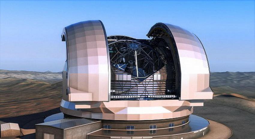 这是艺术家的设计图，“欧洲极大望远镜”将建造在智利塞鲁阿玛逊斯山顶，高度达到3060米。