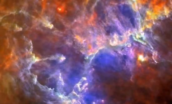 鹰状星云：这一直径达数十光年的区域正在孕育着恒星。赫歇尔空间天文台是第一个在宇宙中对远红外线和亚毫米波进行观测的望远镜。