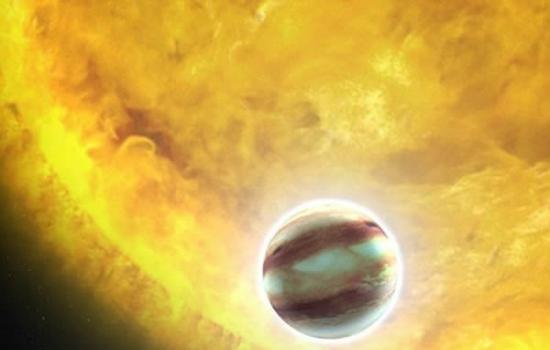 这张艺术示意图展示的是围绕其他恒星的“热木星”的可能模样。这些巨大的行星体已经被发现了很多，它们的大小超过木星，但轨道距离却比水星更加靠近恒星，这让它们温度很高