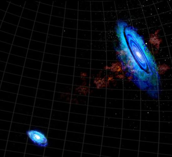 仙女座星系（M31）与三角座星系（M33）曾发生「擦撞」。（图／中研院天文网）