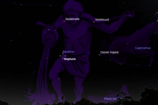这个星图显示的是宝瓶座（Aquarius）；海王星在2014年发生「冲」的时候位于这个星座。 Credit: SkySafari