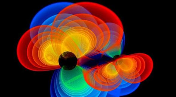 根据爱因斯坦的相对论，宇宙就如同一块时空布，一旦大质量天体在时空布上移动，就会产生巨大的引力涟漪
