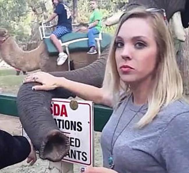 美国动物园大象不愿上镜 用鼻击退自拍女子