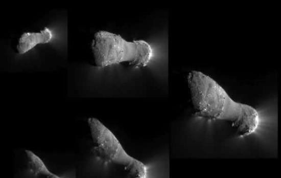 2010年11月4日，美国航空航天局的EPOXI太空探测任务拍下了这几张哈特雷二号彗星的图片。