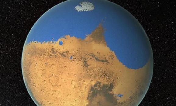科学家推测火星的水份大多位于北半球