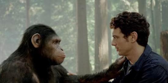 人类对动物智商投入了大量精力，图中是2011年科幻电影《猿族崛起》截图。科学家指出，一些动物或许比人们最初认为的更加聪明