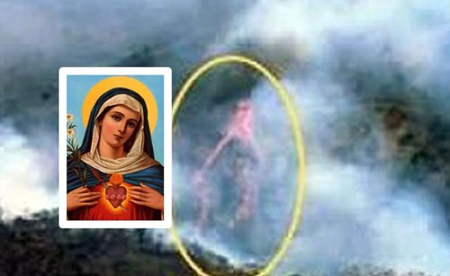 村民认为，黄圈内的火光形似“圣母玛利亚”。