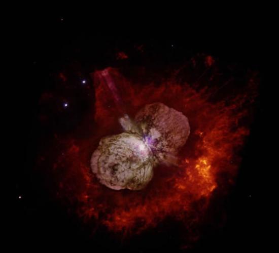 船底星座中的船底座海山二星(Eta Carinae)被认为是距地球最近的一个可能成为超超新星的恒星。