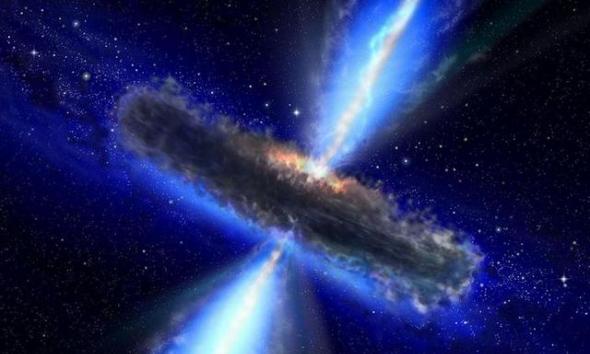 宇宙中的特大质量黑洞会吞噬掉任何接近自己的物质，并向外喷发大量高能射线。