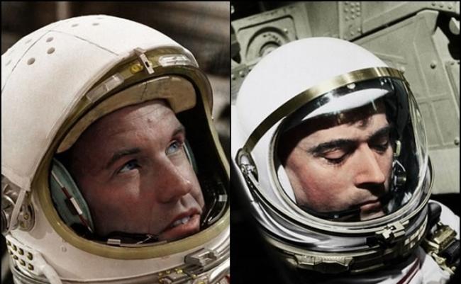 美国太空人库珀（左）及约翰？扬（右）。