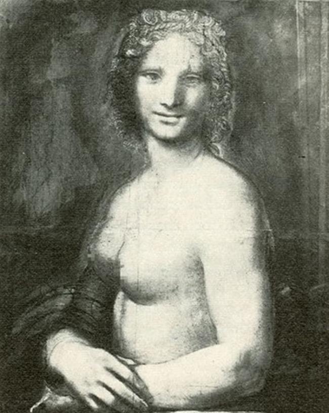 裸体版《蒙娜丽莎》炭笔素描画《蒙娜瓦纳》或是达芬奇最钟爱的男助理