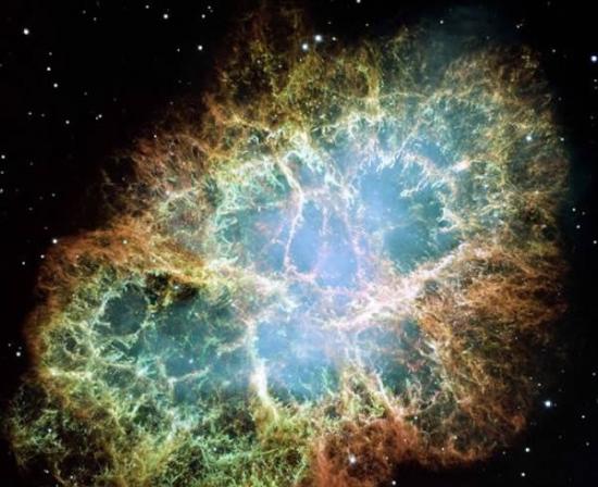 哈勃望远镜拍到的蟹状星云。最早发现这个星云的是中国人，发现时间距今近1000年