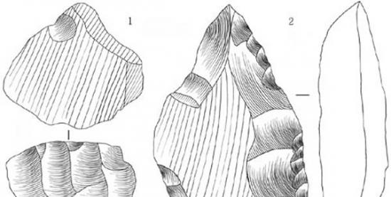 太子陵旧石器地点发现的石片石核及手镐。（王春雪，盛立双供图）