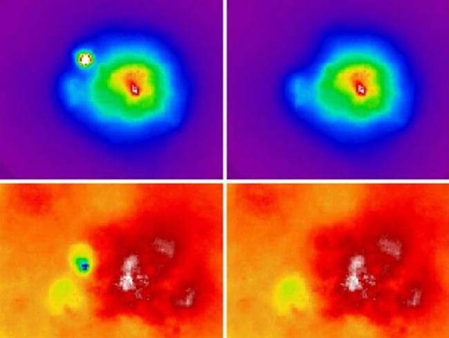 天文学家使用光谱探测设备观测到处于合并状态的两个年轻星系团，该技术能够测量不同波长光线强度。