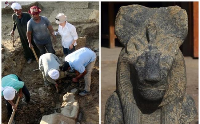 考古学家在乐蜀出土女神像。