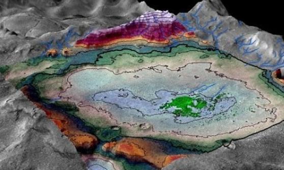 火星表面有乾涸的盐湖，可能曾有生命迹象。