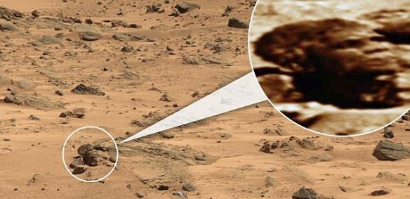 UFO爱好者称，火星上的这块岩石很像奥巴马的头部。
