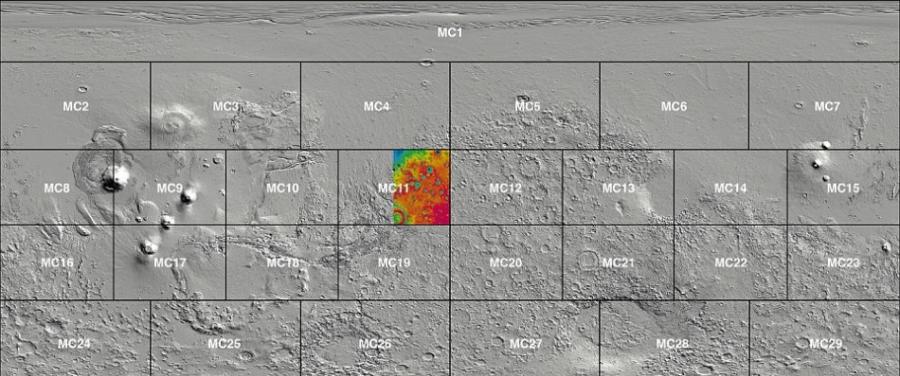 火星3D地图从北到南覆盖1120英里（约合1800公里）的区域，从东到西覆盖810英里（约合1300公里）的区域。绘制这幅地图使用了大量立体照片和彩色照片，探测
