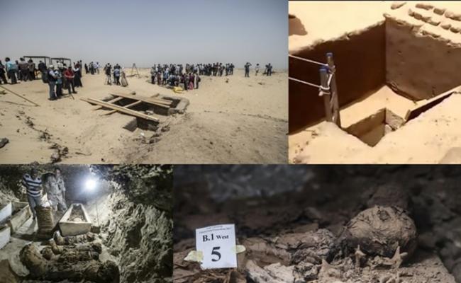 埃及考古学家在地下墓穴，发现17具木乃伊。