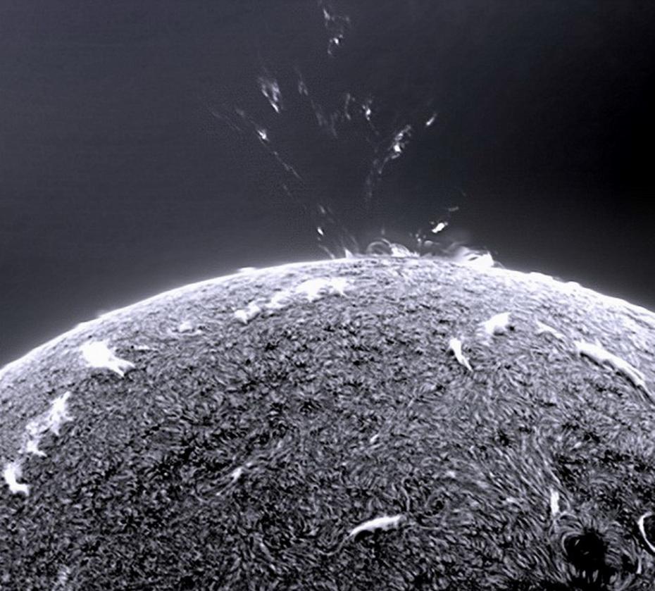 泰勒利用强大的望远镜观测太阳运动。