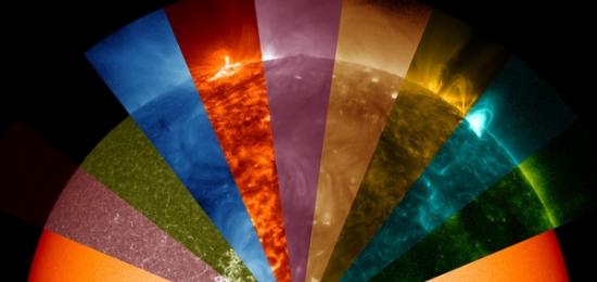 NASA公布最新图像显示太阳表面9种不同颜色的波长