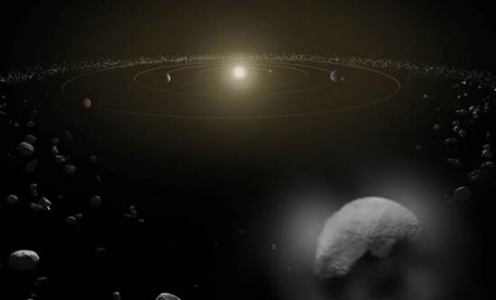 大多数环绕太阳的小行星位于火星和木星轨道之间的小行星带