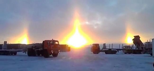 俄罗斯西伯利亚惊现罕见幻日美景 3个太阳同时出现在空中