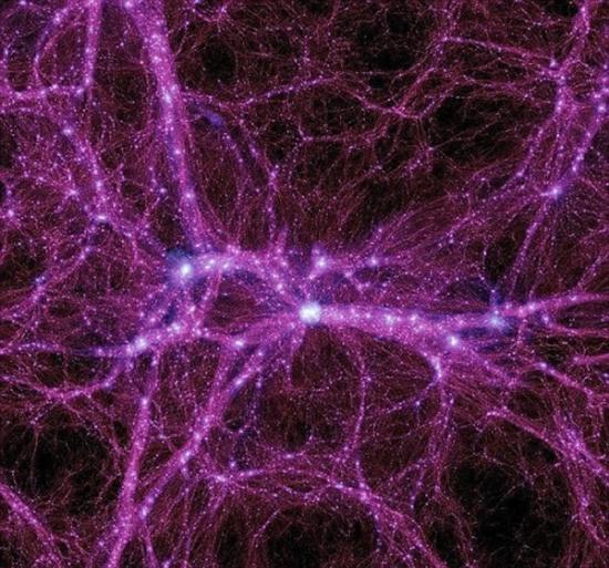 图为计算机模拟暗物质在宇宙中的分布情况。暗物质的发现将会告诉我们宇宙的过去、现在和未来。