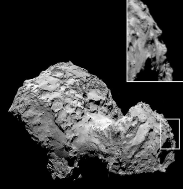 这张照片在太空爱好者中引起轰动。他们认为他们在这颗彗星边缘看到一个人脸轮廓。德国航空航天中心门户网站DLR最早发现这张脸。