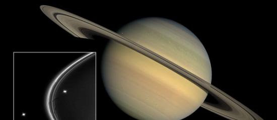 卫星碎片为土星戴上狭长的F型光环