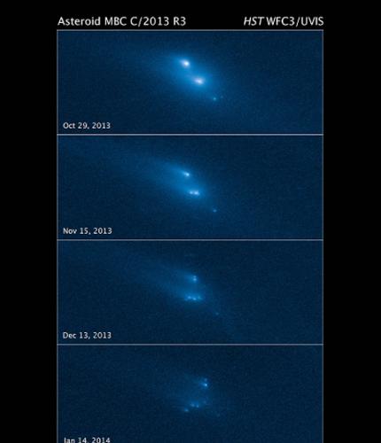 天文学家第一次观测到小行星(P/2013 R3)发生分裂