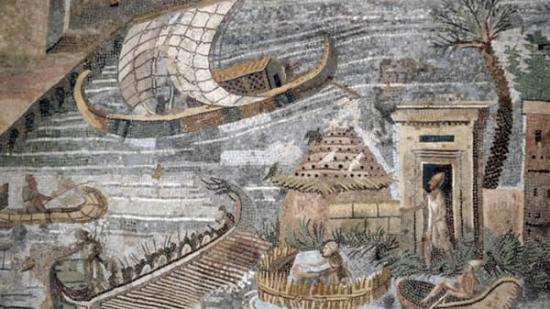 一副罗马拼接图描绘了公元前1世纪尼罗河的洪水。研究人员认为尼罗河洪水对生育能力的影响可能能够解释该地区的出生模式。
