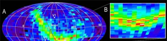 IBEX宇宙飞船制作的全天空地图显示了令人惊讶的明亮放射带来自太阳系边缘。