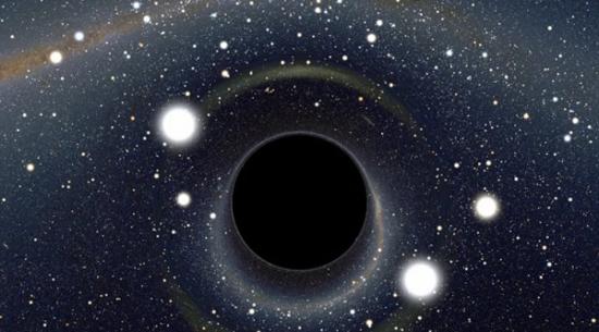 电脑模拟图：由黑洞引发的光线扭曲