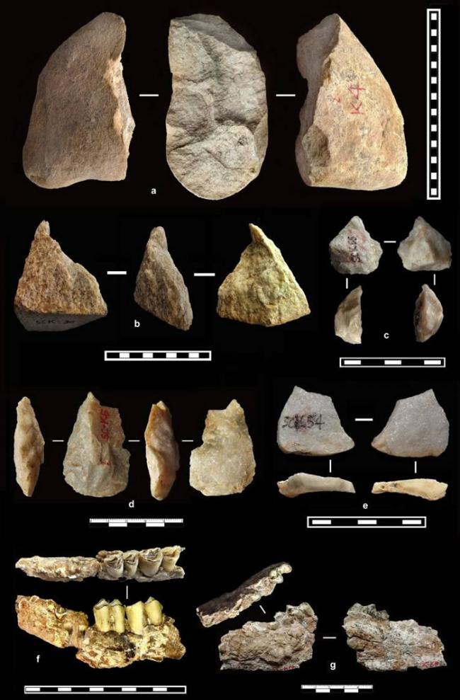 蓝田上陈遗址最老石器层位（S27~L28，距今大约2.00~2.12百万年）部分石器与化石