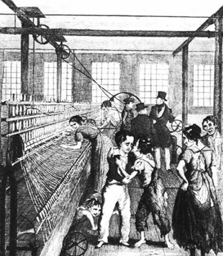 19世纪英国一家棉纱厂里的童工