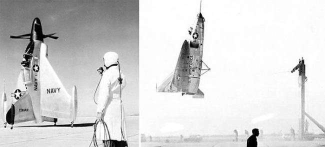洛歇马丁曾研制以尾部垂直降落的战机XFV-1。
